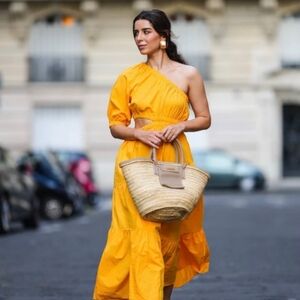 Mango MNG One-Shoulder Poplin Cutout Maxi Dress US 2 Summer Vacay Resort Chic